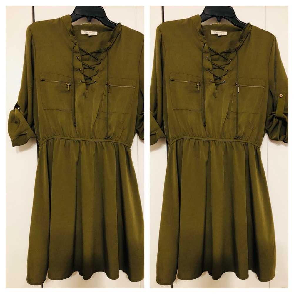 Mini dress, Olive green, Size L